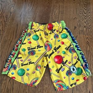 Kids Yellow Candy Print Athletic Shorts